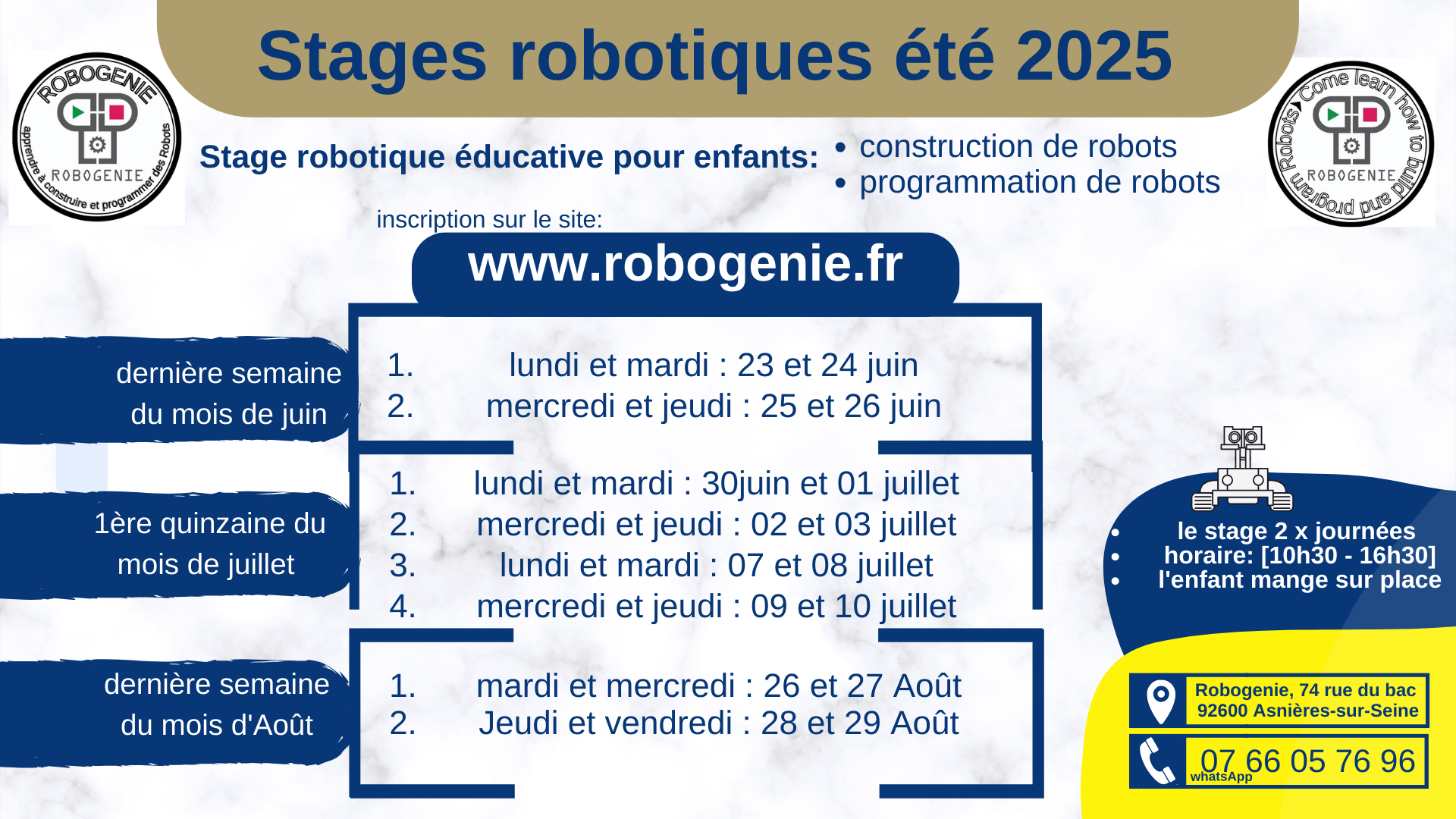 stage robotique été nouveau